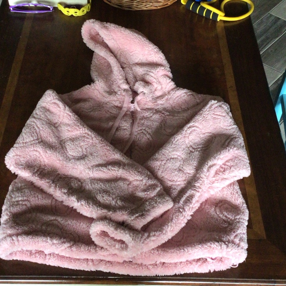 No Boundaries Pink Fuzzy Hooded Jacket
